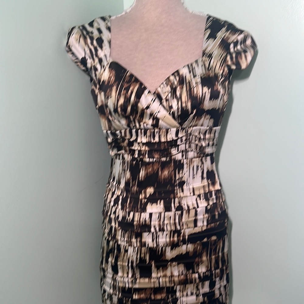 Jax printed pleated wiggle dress